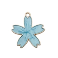 Blauer Emaille-Blumenanhänger mit goldenem Metallrand für DIY-Schmuck und Schlüsselanhänger - Kirschblüte (14759)