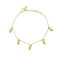 Adjustable golden bracelet featuring five vibrant yellow and green lemon crystal charms - Lemon Shape Style (XL00130)