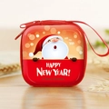 Red square Santa Claus coin purse with zipper and lanyard for Christmas gifts - Square Christmas 6