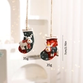 Resin Christmas stocking ornaments with 3D reindeer design and rustic hemp hanging cords - Combination 9 (Christmas Sock/Reindeer Set of 2)