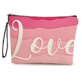 Neceser con degradado rosa, estampado de Love y práctica correa de mano - Love Degradado Rosa (xy-066-3) / Con Correa de Muñeca