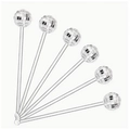 Set of 6 disco ball cocktail stirrers with silver mirror globes on clear sticks - 3cm Mirror Ball Stirrer