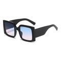 Oversized square sunglasses featuring black frames and blue-pink gradient lenses - Black Frame/Blue-Pink Gradient