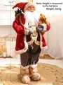 Standing Santa Claus decor with teddy bear and gift bag, 90cm height and 48cm width - Red Style A 90cm