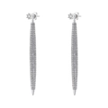 Dettaglio orecchini a cono lungo in argento placcato oro 18K con pavé di zirconi - Argento Platino 1 Paio / Argento