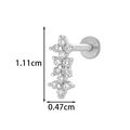 Titanium flower labret stud with zircon stones and dimensions of 1.11cm by 0.47cm - Cross Flower Style (2607-5#Silver)
