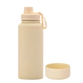 Creamy beige 1L insulated water bottle with carrying loop and anti-slip silicone base - 1 L / Cream - Sport