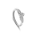 Verstellbarer Ring aus S925 Sterlingsilber im Engelsflügel Design mit weißen Zirkonia - Engelsflügel Pavé Offener Stil / Damenring