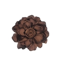 Detailed view of dark brown satin rose flower accessory with fine fabric texture - Coffee
