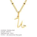 Collana con pendente lettera U in acciaio inossidabile placcato oro 14K e cuore - Lettera U / Oro