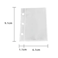 Dimensiones detalladas de la funda transparente de PVC con tres agujeros para álbumes - Fundas de repuesto - 10 hojas 3 agujeros 1 bolsillo