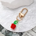 Realistic red chili glass pendant with golden lobster clasp for fruit keychains - Chili