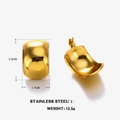 Gouden C-vormige holle hartoorbellen van roestvrij staal met gepolijste afwerking - Gladde C-Vorm Stijl (款式2)