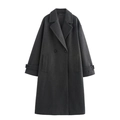 Cappotto lungo in lana grigio scuro da donna con colletto a rever e doppio petto - XS / Grigio