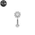 Silver G23 titanium eyebrow piercing jewelry with a clear zircon flower top - Sunflower Style (G23EYI090-S)