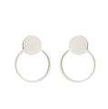 Minimalist silver geometric round stud earrings made of high-quality stainless steel - Geometric Circle / Steel