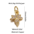 Detail view of 18K gold leaf pendant charm with dimensions and weight specifications - Leaf Shape (006-08)