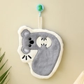 Cute koala-shaped coral fleece hand towel in grey and white with hanging loop - Lucky Bear 7