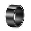 Minimalist wide matte black stainless steel band ring with polished edges - 12mm Wide Black / 6