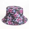 Detailed view of reinforced parallel stitching on tie-dye reversible bucket hat brim - M (56-58cm) / Tie-dye Black Rose Blue