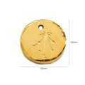 Ciondolo zodiaco 10mm in acciaio al titanio placcato oro 14k con motivo inciso - Bilancia