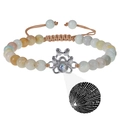 Handmade turquoise bead bracelet with silver paw pendant featuring 100 languages projection - Multicolor Amazonite Bracelet