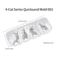 Translucent 4-cavity cat resin mold for Halloween pendants measuring 15.6x5.8x1.5cm - No.3 Quicksand Cat Mold