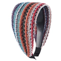 Colorful woven wide headband with multi-color wave patterns for women - Colorful