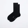 Klassische schwarze gerippte Socken für Damen und Herren mit weißem HELLO-Schriftzug - Verdickt / Dunkelschwarz