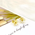Minimalist gold frosted flower stud earrings with elegant cutout petals and screw backs - Gold Hollow Flower Screw Ball (Single)