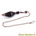 Vintage bronze wire wrapped black obsidian chips dowsing pendulum with metal cap - Antique Bronze Obsidian