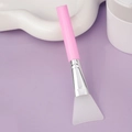 Soft silicone face mask brush with pink handle and white applicator head for SPA - Slanted Tail Style A / Pink