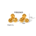 Orecchini a trifoglio in acciaio inossidabile placcato oro 18k con design a girasole - Stile Trifoglio (YYE023625)
