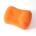 Inflatable travel U-shaped neck pillow in bright orange with press pump and soft flocking - Flocking/Velvet / Square Pillow / Orange