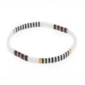 Bracelet Tila bohème avec perles carrées élastiques noires, blanches et dorées - Noir Blanc Rayé Or Minimal