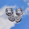 Hippop rock style stainless steel hoop earrings featuring drama theater comedy tragedy masks - Drama Masks