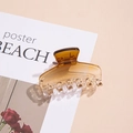 Brown and transparent gradient acetate hair claw clip for elegant hairstyles - Rectangular-Gold