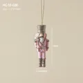 Pink and silver Nutcracker Christmas ornament with gold hanging string, 10cm tall - Pink Soldier Pendant B