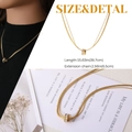 Collier double couche en acier titane doré avec pendentif anneaux entrelacés et cristaux - Collier Double Anneau
