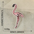Pink flamingo embroidered iron-on patch for clothing, 5.7x3cm animal decorative badge - Pink Flamingo