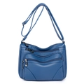 Borsa a tracolla blu scuro in finta pelle con cerniere multiple e tracolla regolabile - Stile 2 / Blu