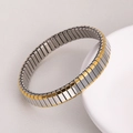 Verstellbares minimalistisches elastisches Edelstahlarmband in Silber und Gold - K1001-Bicolor Gold Silber