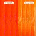 Orange foil fringe curtain showing fluorescent neon effect and normal light reflection - Standard / Orange