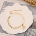 Gold stainless steel starfish and pearl necklace on a white shell decorative tray - Style 3 Bracelet