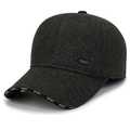 Herren Winter-Baseballkappe aus Wolle mit Ohrenschutz und Sport-Stickerei in Dunkelgrau - Schwarzes Etikett Grau