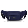 Blue nylon multi-compartment waist bag with adjustable strap and R SPORT logo patch - Blue