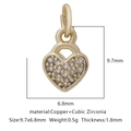 Golden heart-shaped copper pendant with cubic zirconia inlay measuring 9.7x6.8mm - White Zirconia Style 9 / Gold