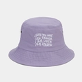 Detailed embroidery on lavender cotton bucket hat with metallic ventilation eyelets - One Size / Light Purple