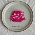 Mini rose red knitted doll sweater with white heart pattern for Christmas DIY projects - Rose Red Heart Sweater