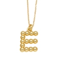 Minimalist gold-plated letter E necklace with beaded texture and thin cable chain - Letter E
